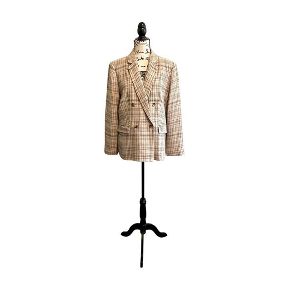 Ann Taylor Plaid Double-Breasted Blazer - Picture 1 of 1